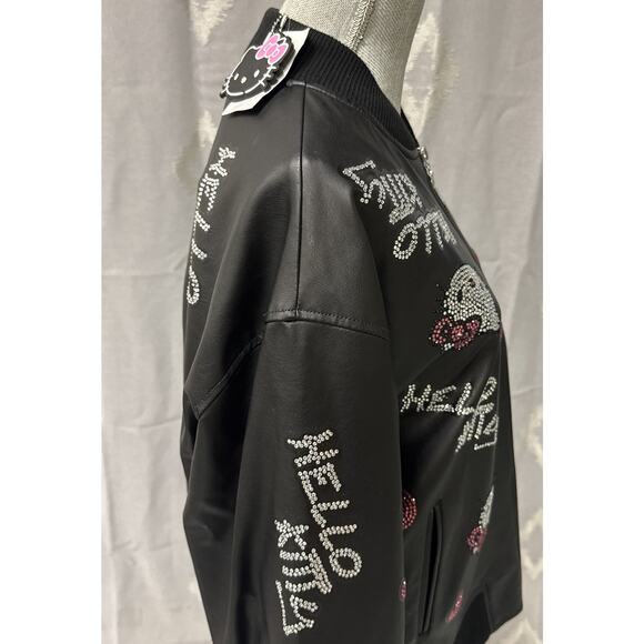 Forever 21 x Hello Kitty & Friends Rhinestone Bomber Jacket Black Women’s M NWT - Picture 6 of 13